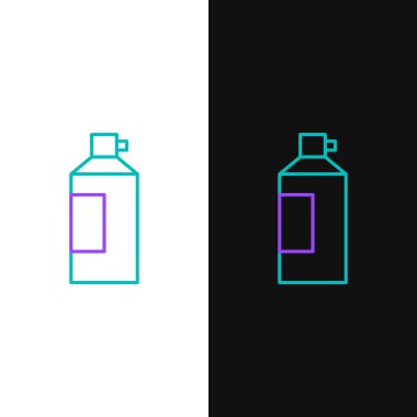 Beyaz ve siyah arkaplanda izole edilmiş bir sprey kutusunda krem şanti. Tatlı süt ürünü. Süt ürünü ve tatlı sembol. Renkli taslak konsepti. Vektör