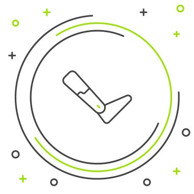 Çizgi protez bacak simgesi beyaz arkaplanda izole edildi. Biyonik bacağın gelecekteki konsepti, robot mekanik bacağı. Renkli taslak konsepti. Vektör