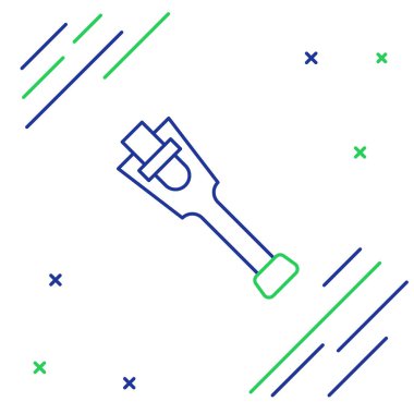 Çizgi protez bacak simgesi beyaz arkaplanda izole edildi. Biyonik bacağın gelecekteki konsepti, robot mekanik bacağı. Renkli taslak konsepti. Vektör