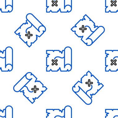 Hat Korsanı hazine haritası simgesi beyaz arka planda kusursuz desen izole etti. Renkli taslak konsepti. Vektör