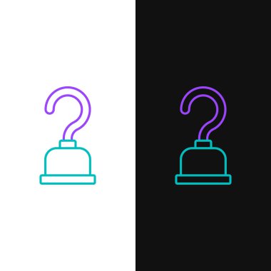 Hat Korsanı kancası simgesi beyaz ve siyah arkaplanda izole edildi. Renkli taslak konsepti. Vektör