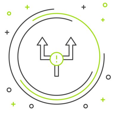 Satır Arrow simgesi beyaz arkaplanda izole edildi. Yön Arrowhead sembolü. Navigasyon işaretçisi işareti. Renkli taslak konsepti. Vektör