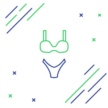 Line Summer plaj mayo ikonu beyaz arka planda izole edildi. Plaj kadını modası. Renkli taslak konsepti. Vektör