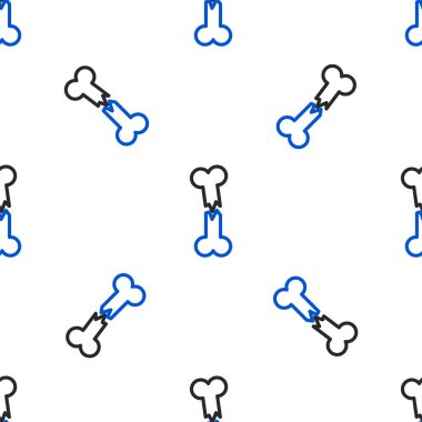 Kırık çizgi insan kemik ikonu beyaz arka planda izole edilmiş kusursuz desen. Renkli taslak konsepti. Vektör