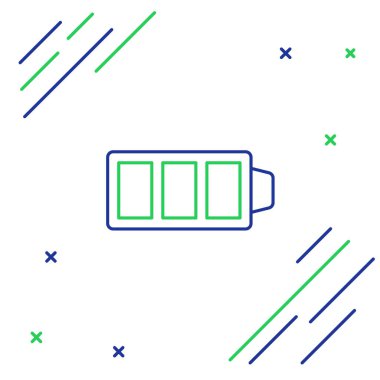 Çizgi Batarya şarj seviyesi göstergesi simgesi beyaz arkaplanda izole edildi. Renkli taslak konsepti. Vektör