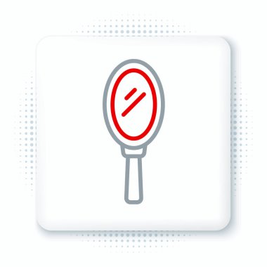 Çizgi El ayna simgesi beyaz arkaplanda izole edildi. Renkli taslak konsepti. Vektör