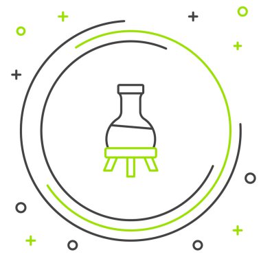 Çizgi Test tüpü ve kimyasal test ikonu beyaz arka planda izole edildi. Laboratuvar cam levhası. Renkli taslak konsepti. Vektör