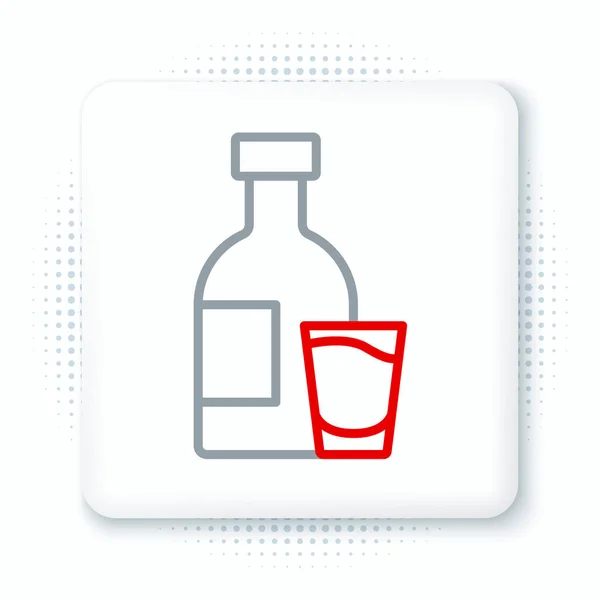 Ligne Bouteille de vodka avec icône en verre isolé sur fond blanc. Concept de contour coloré. Vecteur — Image vectorielle