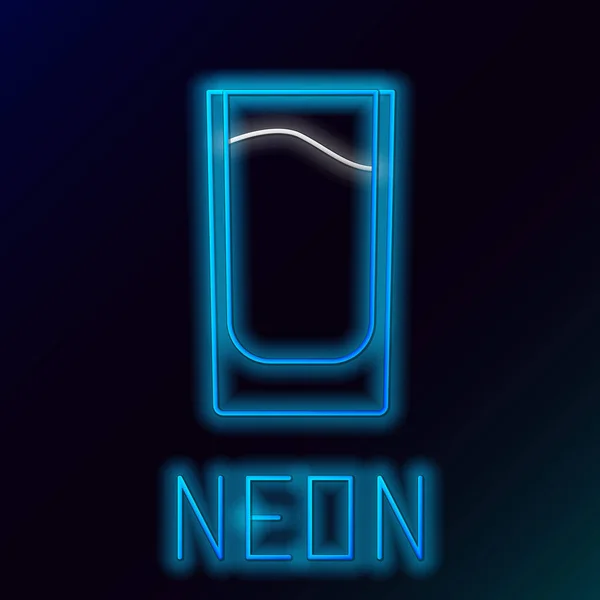 Ligne lumineuse néon Icône en verre de tir isolé sur fond noir. Concept de contour coloré. Vecteur — Image vectorielle