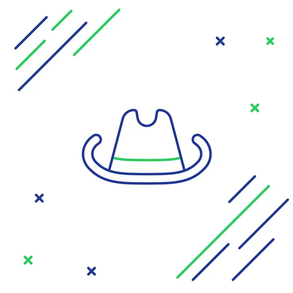 Línea vaquero occidental sombrero icono aislado sobre fondo blanco. Concepto de esquema colorido. Vector — Archivo Imágenes Vectoriales