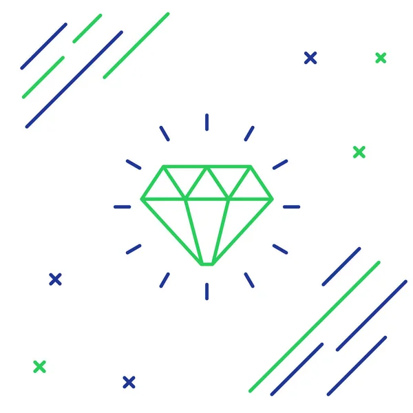 Icono Line Diamond aislado sobre fondo blanco. Símbolo joyería. Piedra de gema. Concepto de esquema colorido. Vector — Vector de stock