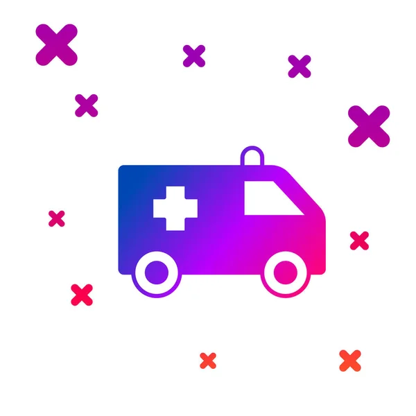 Color Ambulance and emergency car icon isolated on white background. Ambulance vehicle medical evacuation. Gradient random dynamic shapes. Vector — Stock Vector