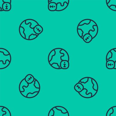 Mavi çizgi dünya haber simgesi yeşil arka planda kusursuz desen izole etti. Flaş haber, dünya haber kanalı. Vektör