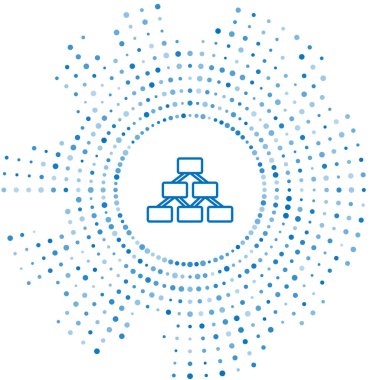 Mavi çizgi İş Hiyerarşisi organizogram grafiksel bilgi simgesi beyaz arkaplanda izole edildi. Kurumsal yapı grafik elementleri. Soyut çember rastgele noktalar. Vektör