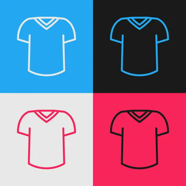 Ícone de t-shirt de linha de arte pop isolado no fundo de cor. Vetor —  Vetores de Stock