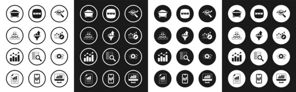 Set Search Data Analysis Sales Funnel Chart Hierarchy Organogram Coal — Stock Vector