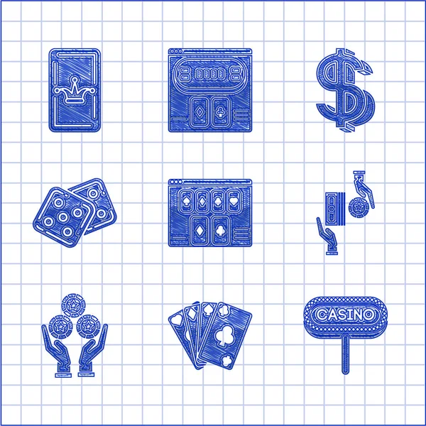 Jeu Table Poker Ligne Cartes Jouer Enseigne Casino Échange Jetons — Image vectorielle