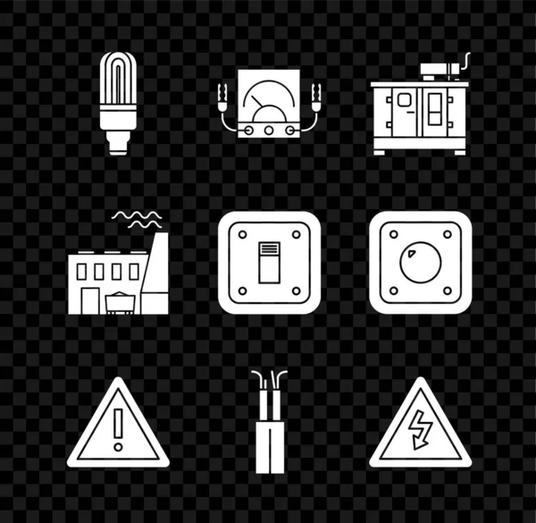 Встановіть Світлодіодну Лампочку Амперметр Мультиметр Вольтметр Генератор Дизельної Енергії Знак — стоковий вектор