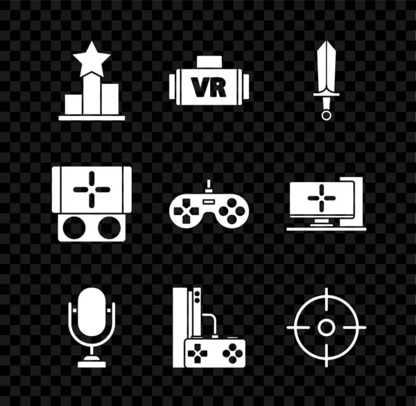 Set Star Gafas Realidad Virtual Espada Para Juego Micrófono Videoconsola — Vector de stock