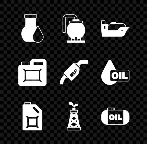 Установите Масляную Пробирку Резервуар Цистерну Канистру Моторного Масла Буровую Установку — стоковый вектор