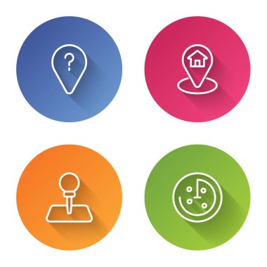 Hattı bilinmeyen rota noktası, evi olan konum, pimi itme ve Radar hedef monitörü ayarla. Renkli daire düğmesi. Vektör