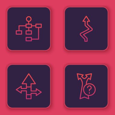 Hiyerarşi organizasyon şeması, Arrow ve... Mavi kare düğme. Vektör