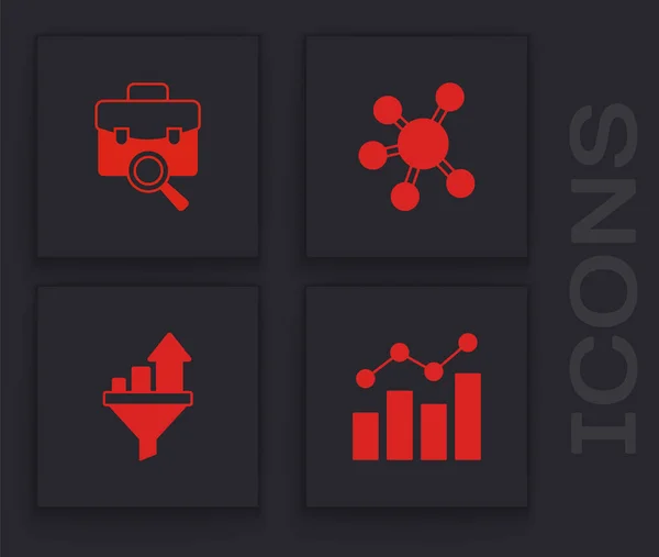 Réglez Croissance financière, Recherche de travail, Base d'équipe de projet et Entonnoir de ventes avec icône de graphique. Vecteur — Image vectorielle