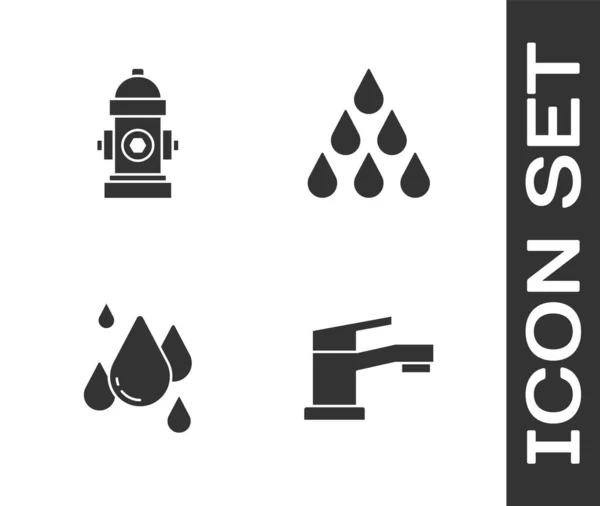Set Grifo de agua, boca de incendios, gota e icono. Vector — Vector de stock