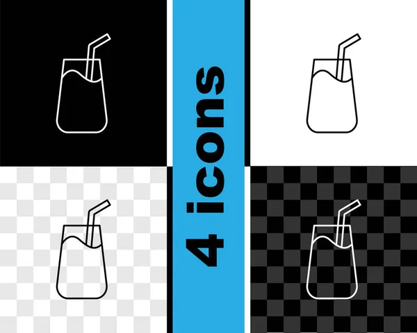 Ustaw ikonę koktajlu i napoju alkoholowego na czarno-białym, przezroczystym tle. Wektor — Wektor stockowy