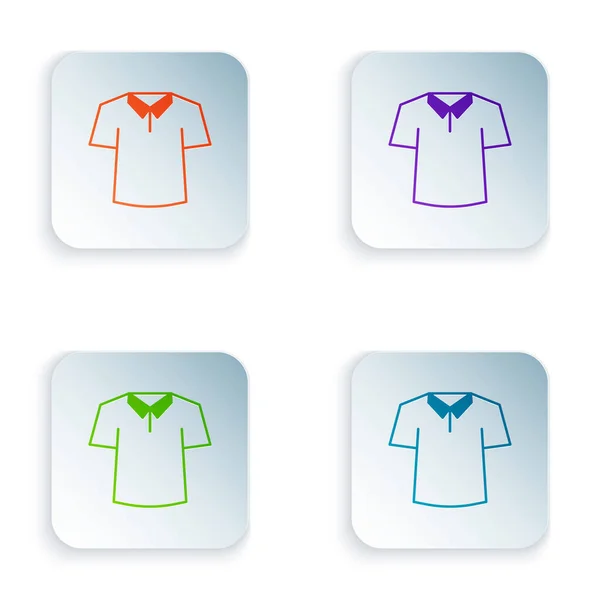 Icono de camisa de color aislado sobre fondo blanco. Establecer iconos de colores en botones cuadrados. Vector — Vector de stock