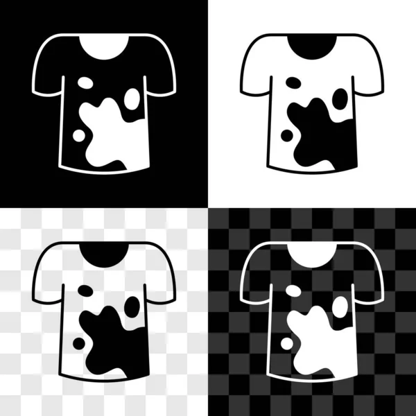 Set Camiseta sucia icono aislado en blanco y negro, fondo transparente. Vector — Vector de stock