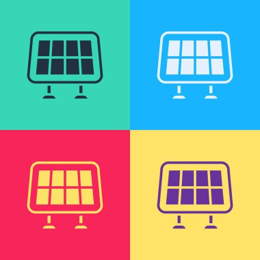 Pop Art Solar Enerji Paneli simgesi renk arkaplanında izole edildi. Vektör