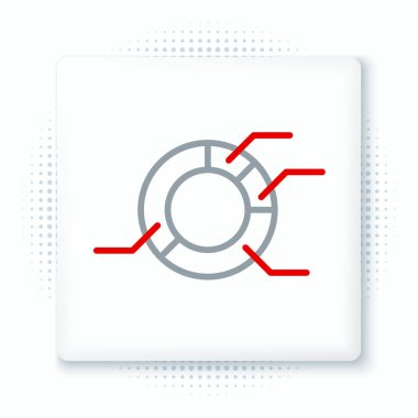 Çizgi pasta grafiği bilgi simgesi beyaz arkaplanda izole edildi. Diyagram çizelgesi. Renkli taslak konsepti. Vektör