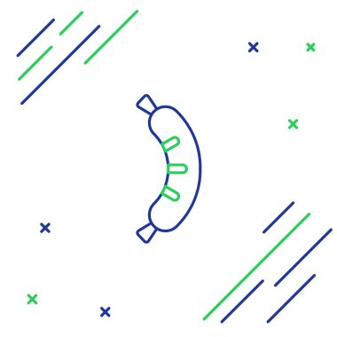 Hotdog sandviç simgesi beyaz arkaplanda izole edildi. Sosis ikonu. Sokak fast food menüsü. Renkli taslak konsepti. Vektör