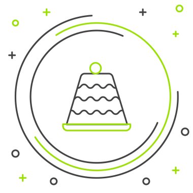 Satır Keki simgesi beyaz arkaplanda izole edildi. Doğum günün kutlu olsun. Renkli taslak konsepti. Vektör