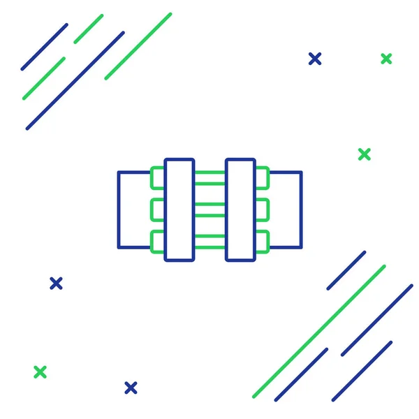 Tubos metálicos e icono de válvula de Line Industry aislados sobre fondo blanco. Concepto de esquema colorido. Vector — Vector de stock