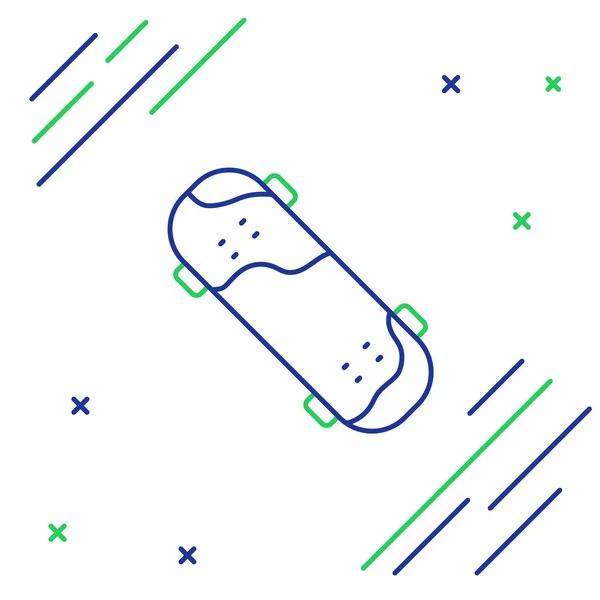 Line Skateboard Trick Symbol isoliert auf weißem Hintergrund. Extremsport. Sportgeräte. Buntes Rahmenkonzept. Vektor — Stockvektor