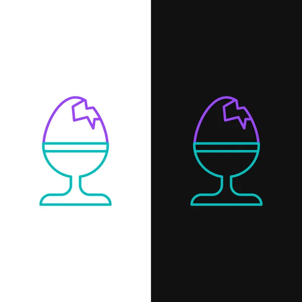 Tapisser l'œuf de poulet sur une icône de support isolée sur fond blanc et noir. Joyeux Pâques. Concept de contour coloré. Vecteur — Image vectorielle