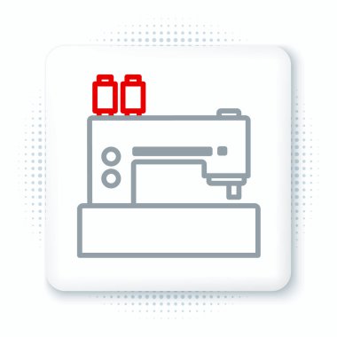 Çizgi dikiş makinesi simgesi beyaz arkaplanda izole edildi. Renkli taslak konsepti. Vektör