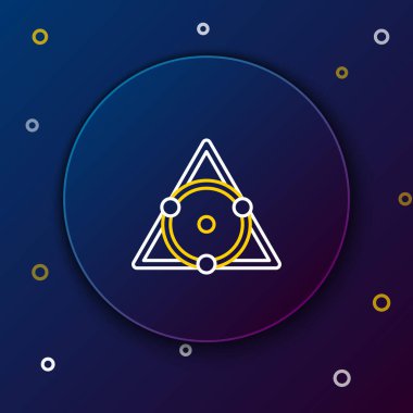 Çizgi Üçgeni matematik simgesi mavi arkaplanda izole edildi. Renkli taslak konsepti. Vektör