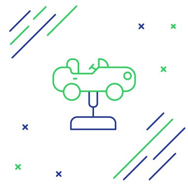 Oyun alanı simgesindeki çizgi salıncak arabası beyaz arkaplanda izole edildi. Çocuklardan oluşan atlı karınca. Eğlence ikonu. Renkli taslak konsepti. Vektör