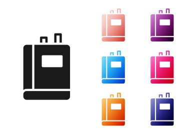 Siyah Kitap simgesi beyaz arkaplanda izole edildi. Simgeleri renklendirin. Vektör