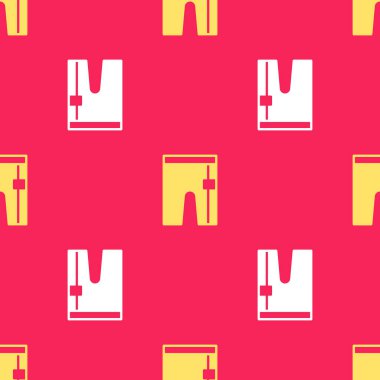 Sarı bisiklet şortu simgesi kırmızı arkaplanda izole edilmiş pürüzsüz desen. Vektör