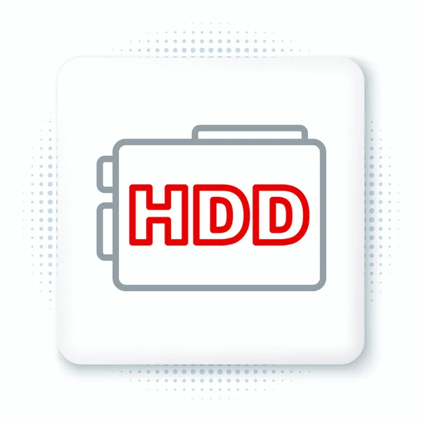 Line Hard disk drive HDD icon isolated on white background. Colorful outline concept. Vector — Stock Vector