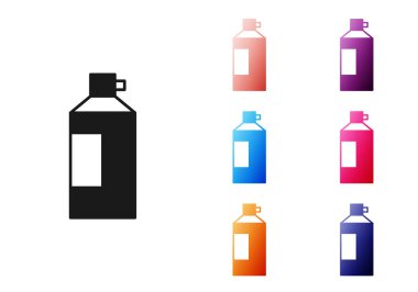 Beyaz arka planda izole edilmiş bir sprey boyasında siyah krem şanti. Tatlı süt ürünü. Süt ürünü ve tatlı sembol. Simgeleri renklendirin. Vektör