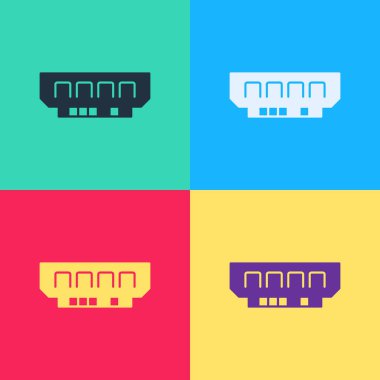 Pop sanat RAM, renk arkaplanında izole edilmiş rastgele erişim belleği simgesi. Vektör