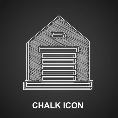 Tebeşir Deposu simgesi siyah arkaplanda izole edildi. Vektör