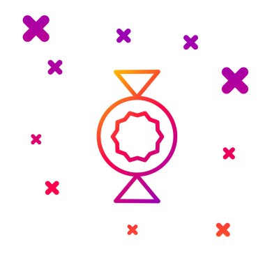 Şeker simgesi beyaz arkaplanda izole edilmiş renk çizgisi. Kademeli rastgele dinamik şekiller. Vektör