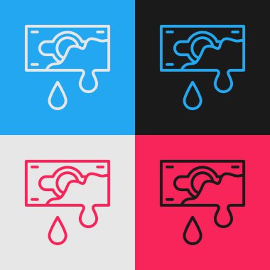 Pop Art Line Para ikonu renkli arka planda izole edildi. Vektör