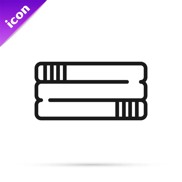 Black line Towel stack icon isolated on white background. Vector — Stock Vector